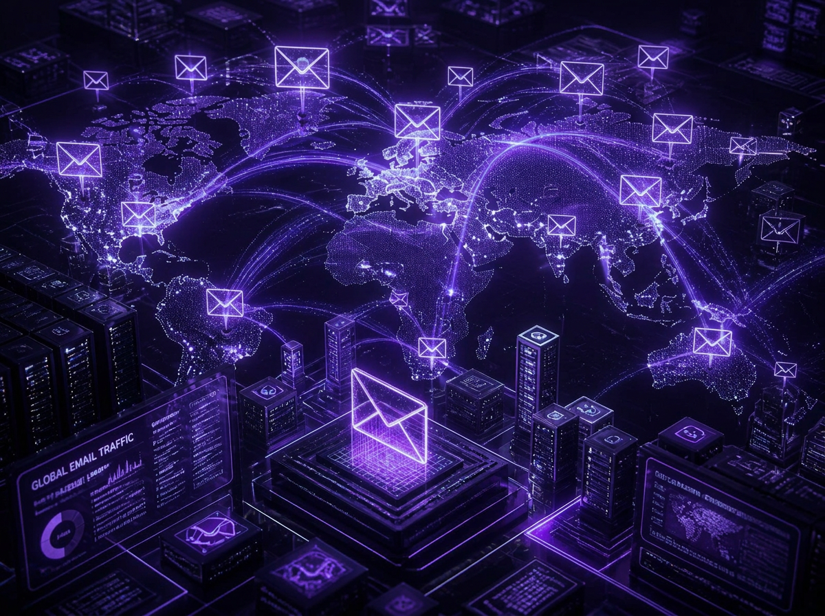 Global email infrastructure network visualization